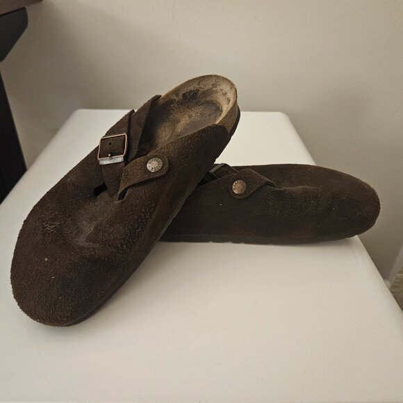 Brown Suede Birkenstock Clogs - Picture 3 of 4